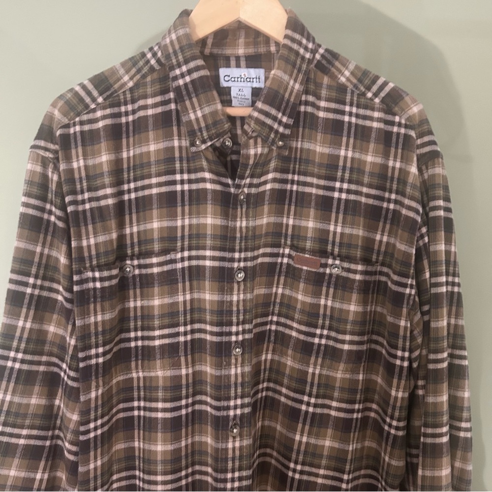 Carhartt Men's Casual Plaid Shirt - Brown and Tan